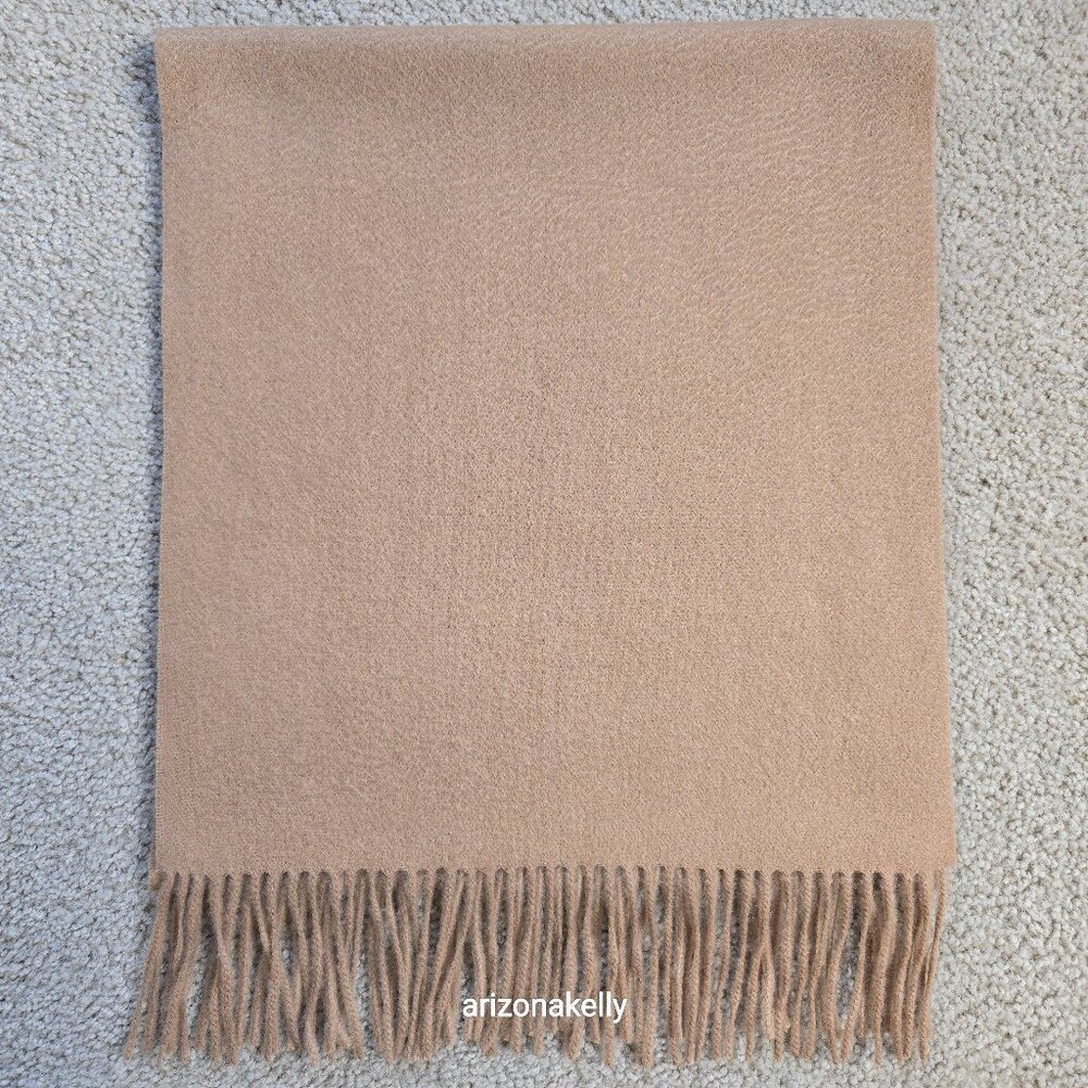 NWOT Tan Cashmere Scarf With Fringe - Picture 1 of 16